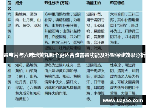 肾宝片与六味地黄丸哪个更适合改善肾功能及补肾保健效果分析